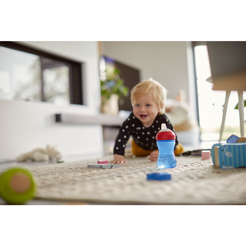 Philips Avent lonček z mehkim ustnikom 9m+, 300ml, deček SCF802/01