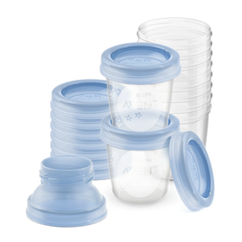 Philips Avent skodelice za shranjevanje materinega mleka z adapterjem za črpalko, 10 kosov, SCF618/10