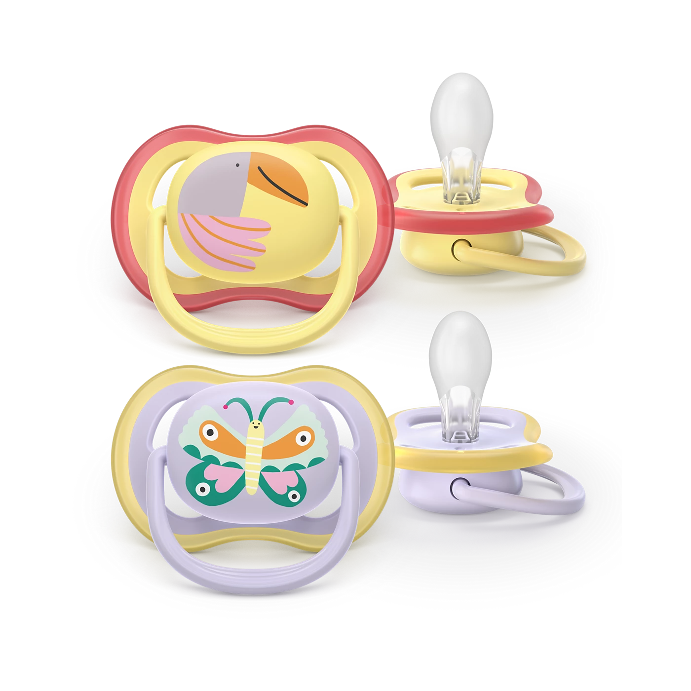 AVENT SCF087/04 TOLAŽILNA DUDA - SILIKON ULTRA AIR MOTIV 0-6M, Ž, 2/1