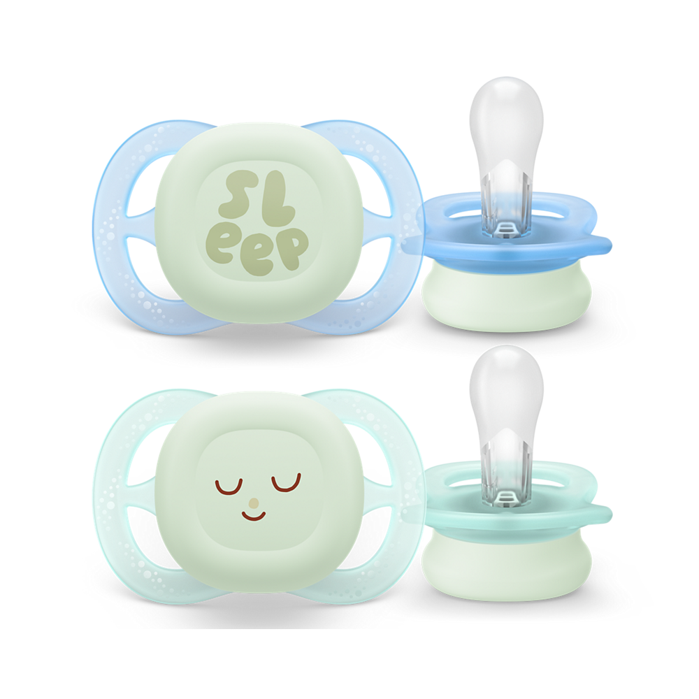 Philips Avent Philips Avent Ultra Start nočna duda, 0-2m, deček, 2kom, SCF075/08