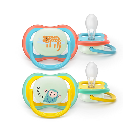 AVENT SCF376/32 TOLAŽILNA DUDA - SILIKON ULTRA AIR NOČNA 18M+, NEUTRALNA, 2/1