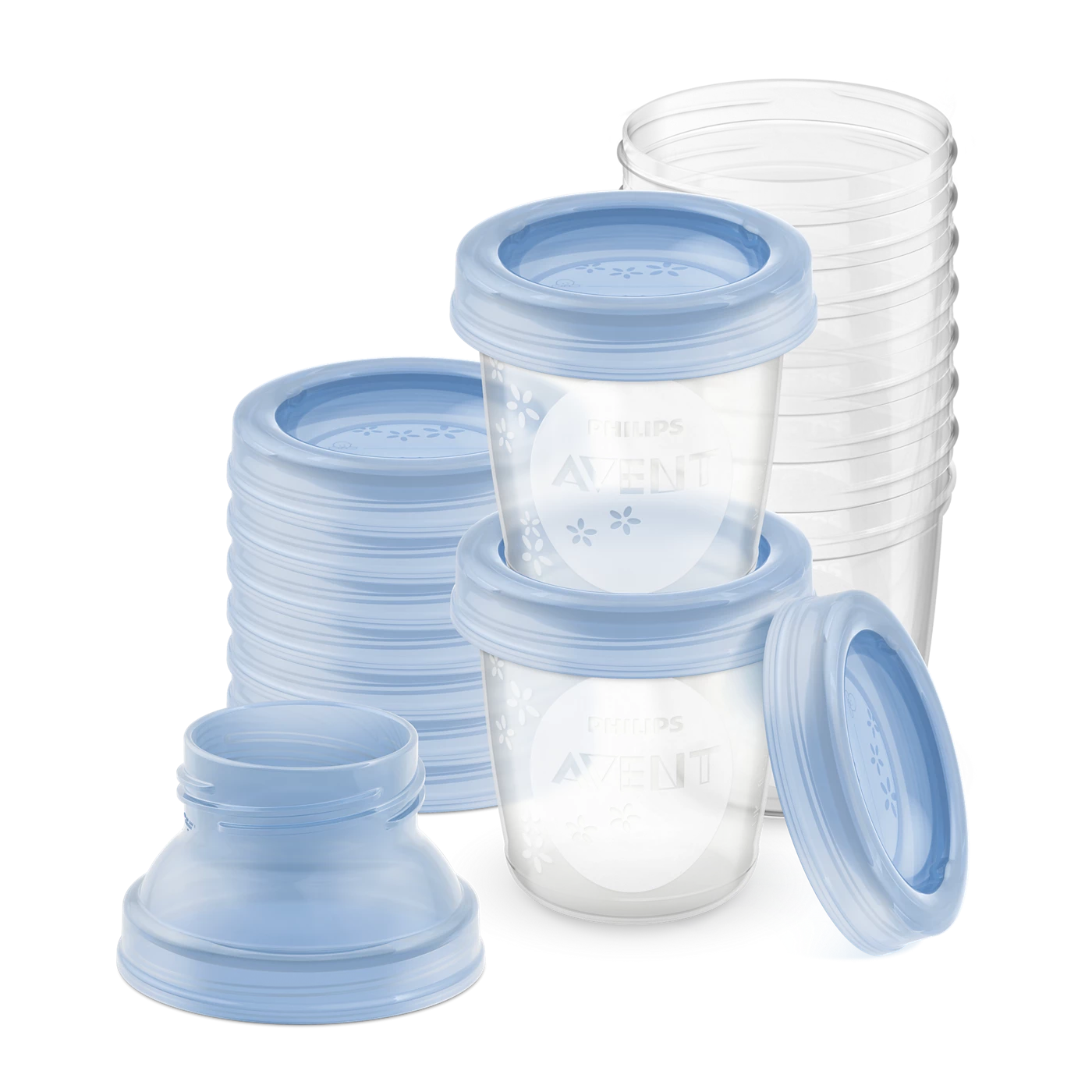Philips Avent skodelice za shranjevanje materinega mleka z adapterjem za črpalko, 10 kosov, SCF618/10