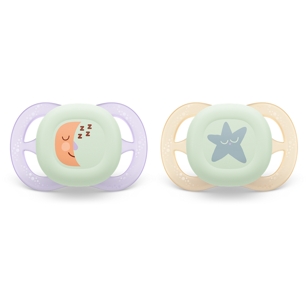 Philips Avent Ultra Start nočna duda, 0-2m, deklica, 2kom, SCF075/07