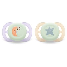 Philips Avent Ultra Start nočna duda, 0-2m, deklica, 2kom, SCF075/07
