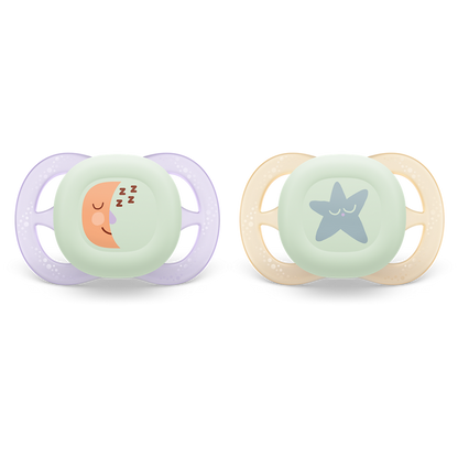 Philips Avent Ultra Start nočna duda, 0-2m, deklica, 2kom, SCF075/07