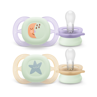 Philips Avent Ultra Start nočna duda, 0-2m, deklica, 2kom, SCF075/07