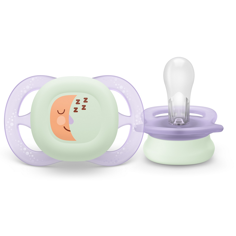 Philips Avent Ultra Start nočna duda, 0-2m, deklica, 2kom, SCF075/07